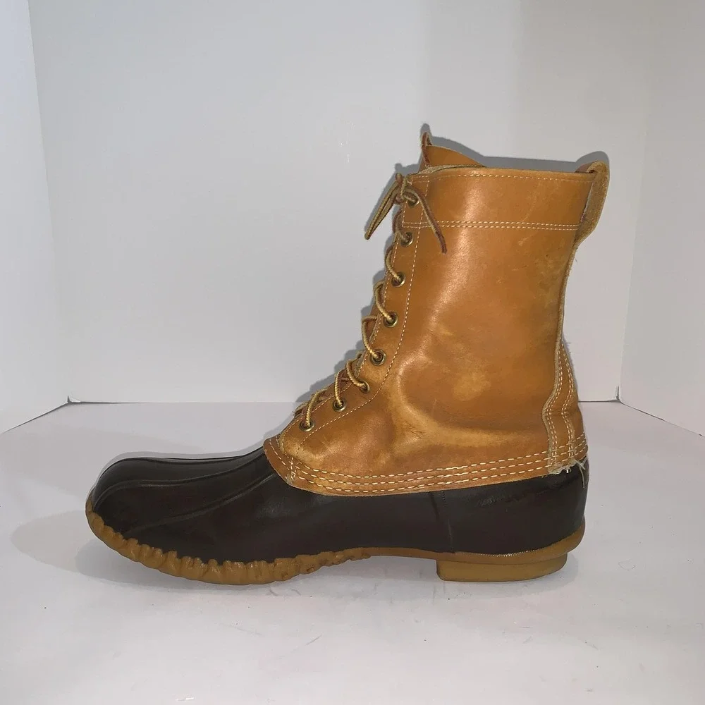 L.L. Bean Maine Hunting Boots Mens 12 Brown Leather Duck Waterproof USA